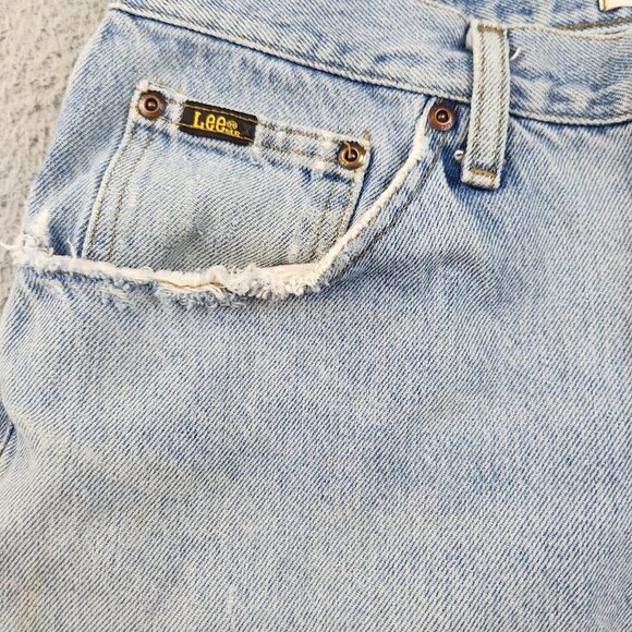 Men's 34x32 Regular Fit Blue Jeans Lee Light Wash Distressed Y2K Workwear Pants - Picture 10 of 13